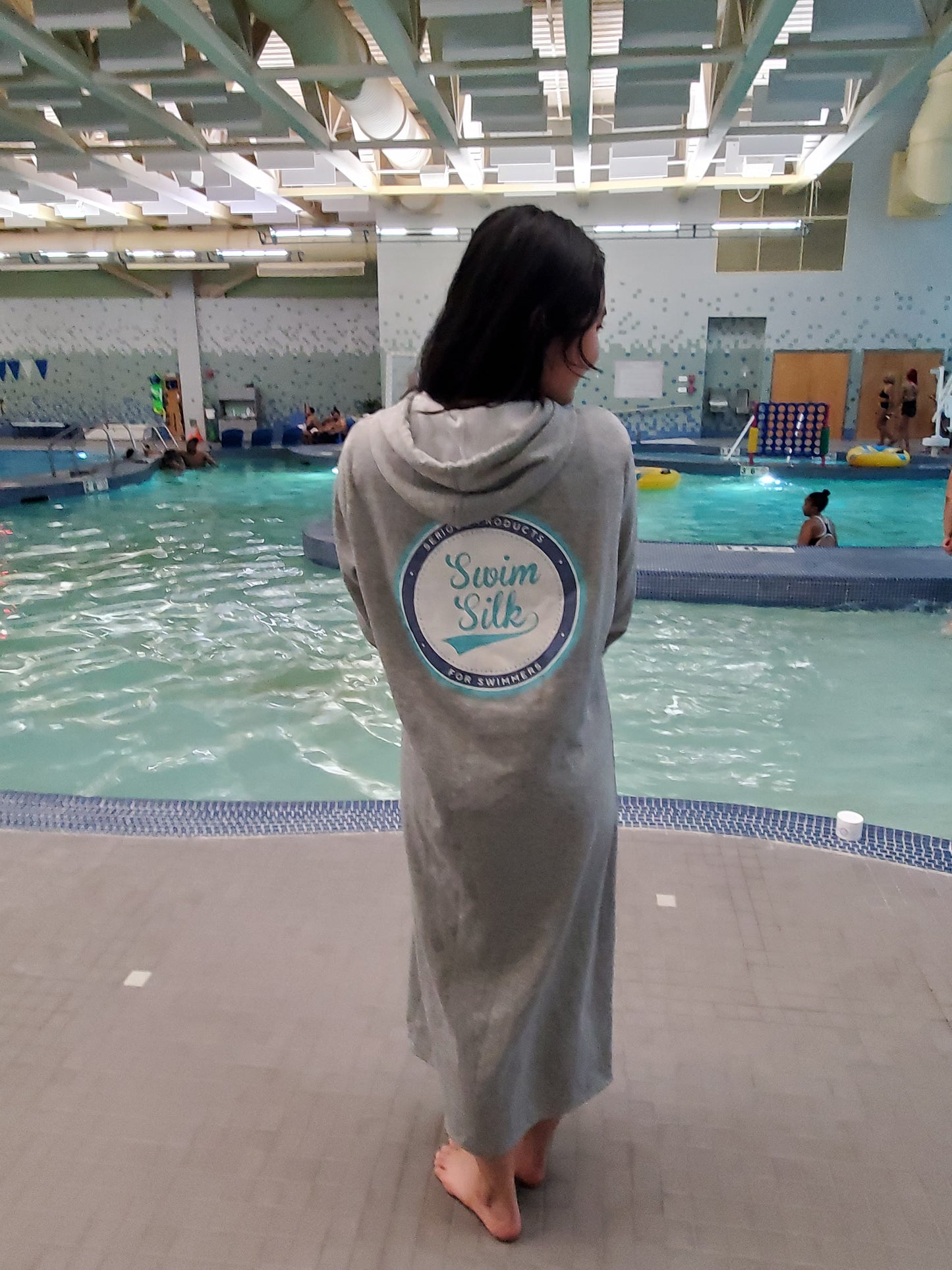 Swim Hoodie Floor Length  Coverall Light Gray