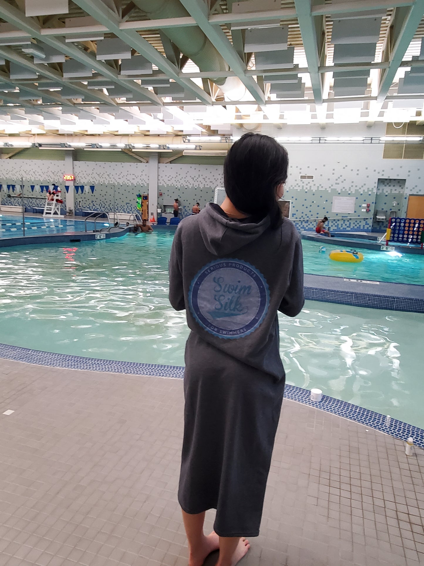 Swim Hoodie Floor Length  Coverall Dark Gray