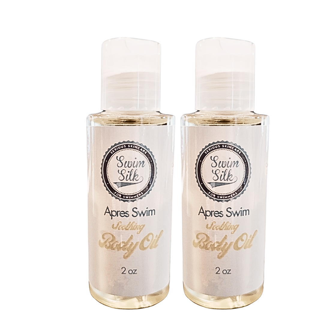 photograph of 2 , two ounce bottles of Swim SIlk Apres Swim Body Oil